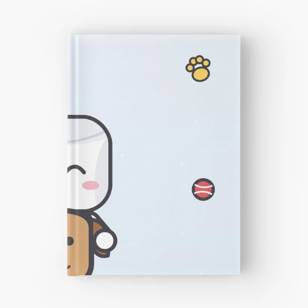 Dogs Make Me Happy - Cute Marshmallow Pip Hugging a Puppy — Spiral Notebook by BiMood