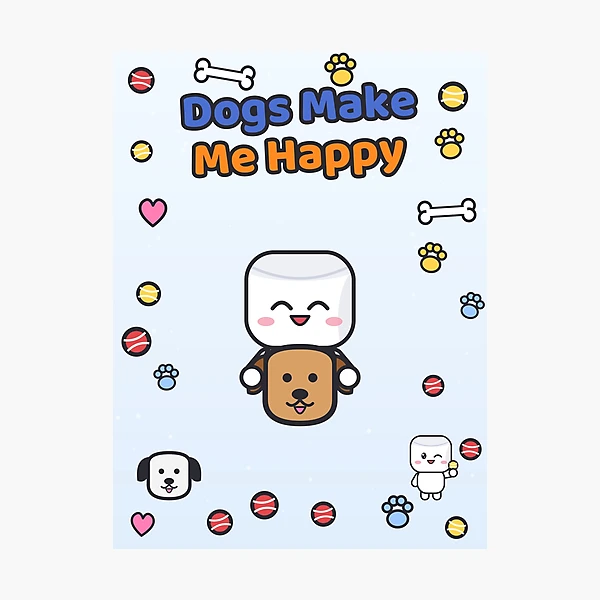 Dogs Make Me Happy - Cute Marshmallow Pip Hugging a Puppy — Photographic Print by BiMood