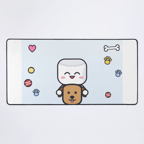 Dogs Make Me Happy - Cute Marshmallow Pip Hugging a Puppy — Mouse Pad by BiMood
