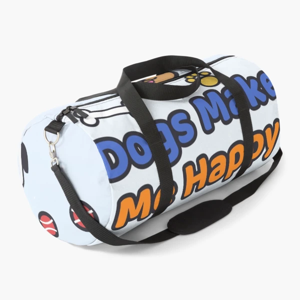 Dogs Make Me Happy - Cute Marshmallow Pip Hugging a Puppy — Duffle Bag by BiMood