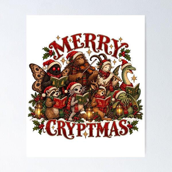 Item preview, Merry Cryptmas - Cute Cryptid Christmas Carolers Choir designed and sold by Neurospicy Trolls.