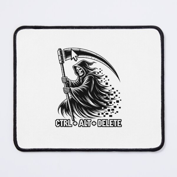 Item preview, Ctrl Alt Delete Grim Reaper Sticker - Funny Programmer Tech Art designed and sold by VYBEHAUS.