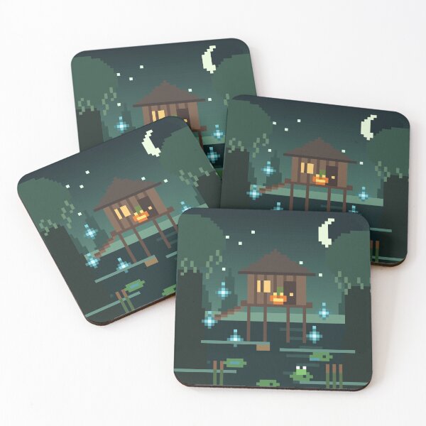 Item preview, Pixel Art Swamp Shack with Fireflies designed and sold by pixelbypixelart.