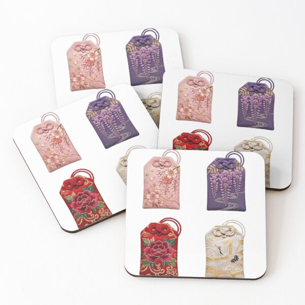 Item preview, Japanese Omamori Charm Collection 1 | Sakura, Wisteria, Peony & Crane Amulets designed and sold by asumintjapan1.