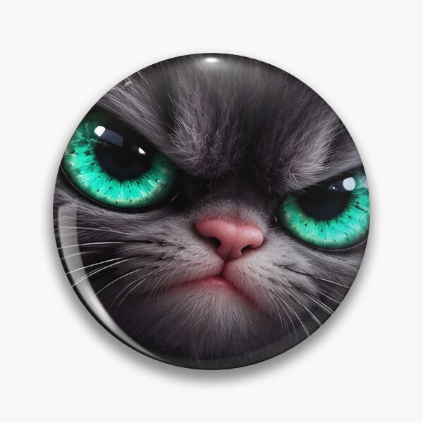 Item preview, Grumpy Grey Kitten with Emerald Green Eyes – Cute Cat Art designed and sold by IRON SIREN.