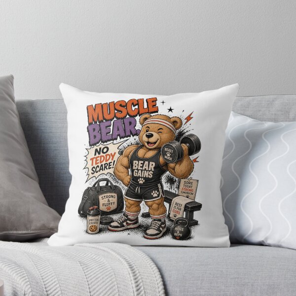 Item preview, Muscle Bear No Teddy Scare | Funny Gym Bear T-Shirt | Retro Fitness Gift designed and sold by Simon-art-land.