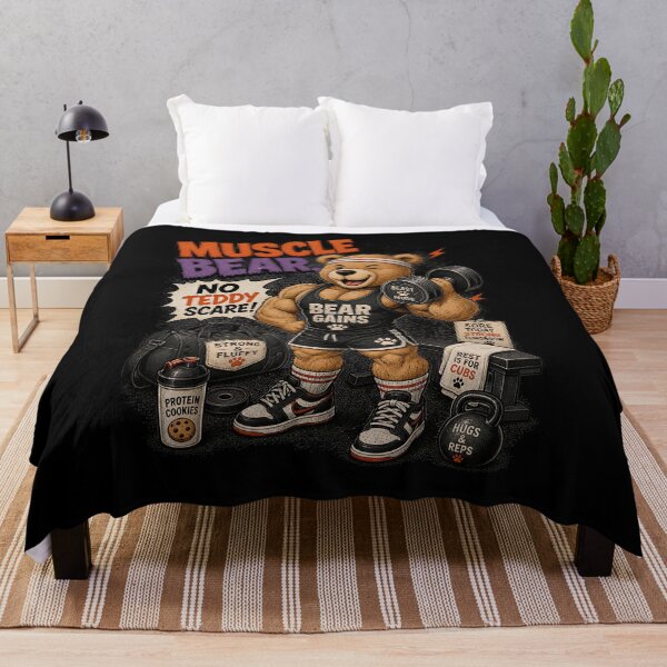 Item preview, Muscle Bear No Teddy Scare | Funny Gym Bear T-Shirt | Retro Fitness Gift designed and sold by Simon-art-land.