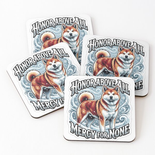 Item preview, Honor Above All Mercy For None Akita Inu Warrior Dog Sticker & Apparel designed and sold by Untamed Paws.