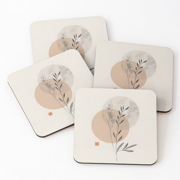 Item preview, Minimalist Botanical Line Art with Warm Neutral Circle Backdrop designed and sold by VerdantForm.