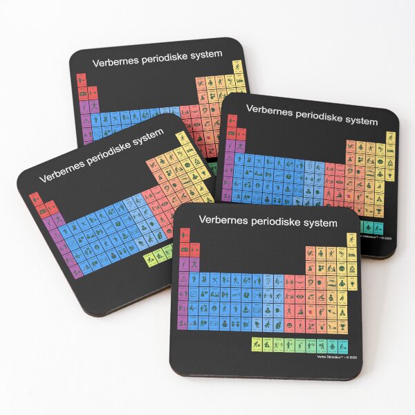 Item preview, Danish playful visual periodic table of verbs - white letters designed and sold by VerbaDidactica.