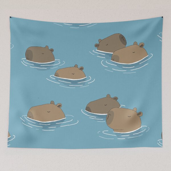 Item preview, Chill Capybaras Floating in Water – Cute Relaxing Capybara Illustration designed and sold by DecentVibe.