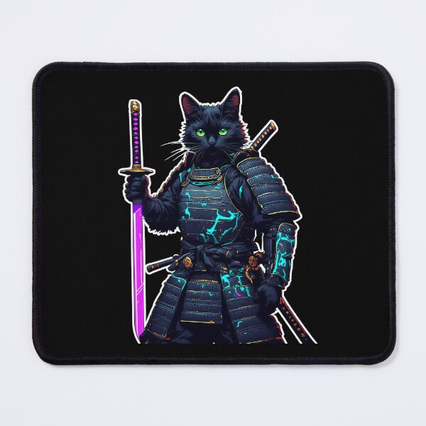 Item preview, Cyberpunk Anime Samurai Cat Japanese Culture Sticker designed and sold by Cyber Gold Studio.