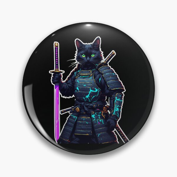 Item preview, Cyberpunk Anime Samurai Cat Japanese Culture Sticker designed and sold by Cyber Gold Studio.