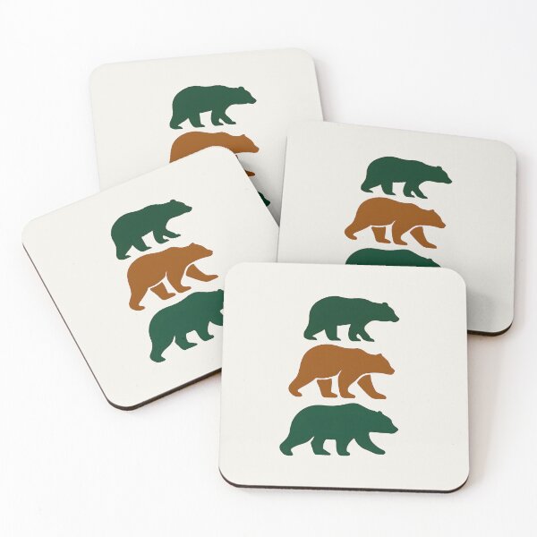 Item preview, Modern Minimalist Bear Trio - Forest Green and Warm Amber Silhouette Art designed and sold by VibeShift Studio.