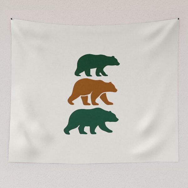 Item preview, Modern Minimalist Bear Trio - Forest Green and Warm Amber Silhouette Art designed and sold by VibeShift Studio.