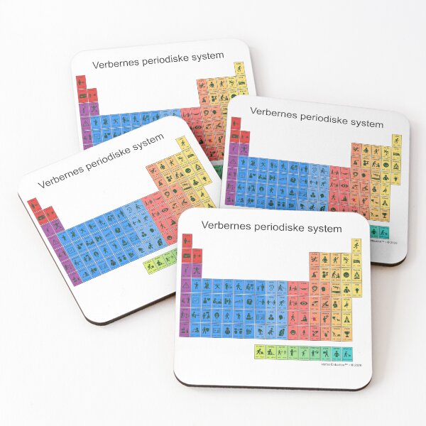 Item preview, Danish playful visual periodic table of verbs - green letters designed and sold by VerbaDidactica.