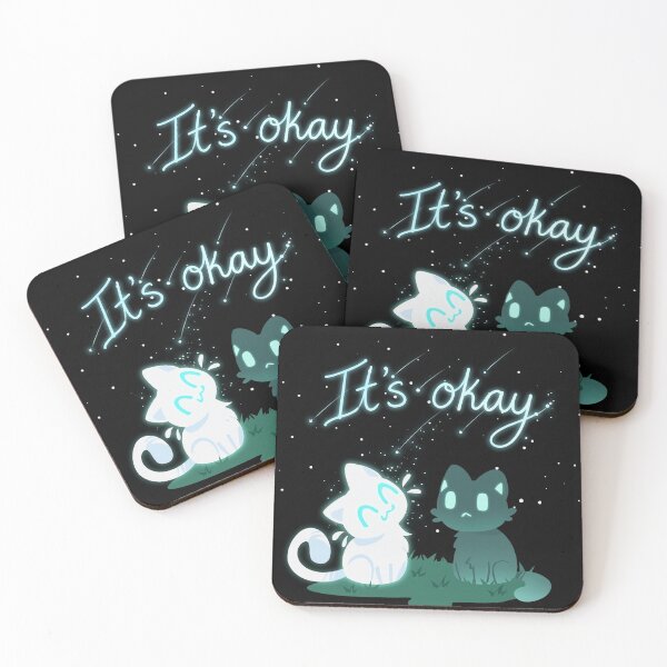 Item preview, It's Okay - Glowing Wholesome Cats Under Starry Night designed and sold by Glitch Night.