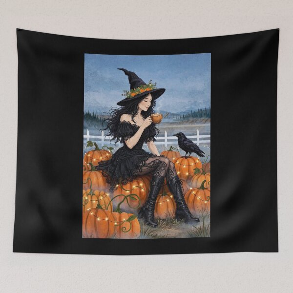 Item preview, The Witch Savoring a Delicious Pumpkin Spice Latte. designed and sold by DibujandoPorfa.