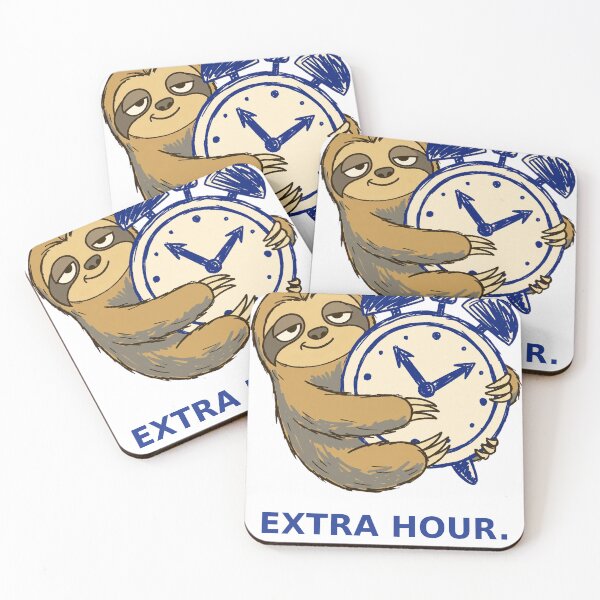 Item preview, Funny Sloth Sticker — Extra Hour Napping Fall Back Clock Decal designed and sold by ryleemaxwell.