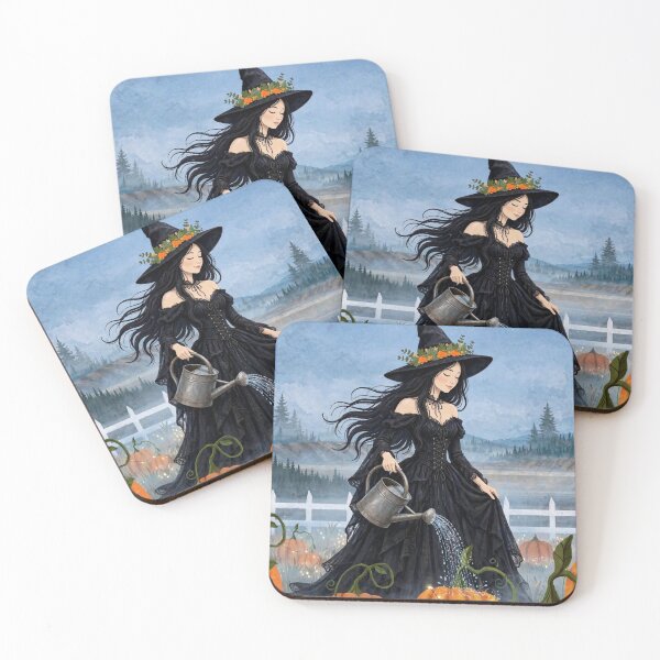 Item preview,  The Beautiful Witch Tending to Her Pumpkin Patch . designed and sold by DibujandoPorfa.