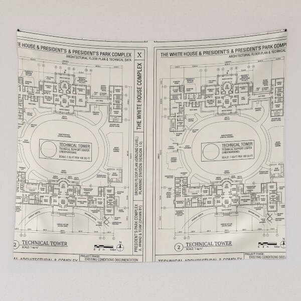 Item preview, Architectural Floor Plan White House Technical Drawing Line Art designed and sold by hepopatterns.