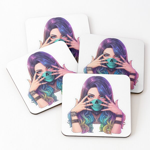 Item preview, Urban Anime Girl with Shiny Skull Mask Sticker designed and sold by MargaretPolanco.