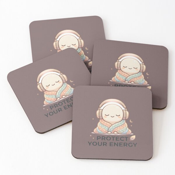 Item preview, Protect Your Energy - Cozy Lo-Fi Aesthetic Anime Character with Headphones designed and sold by VibeShift Studio.