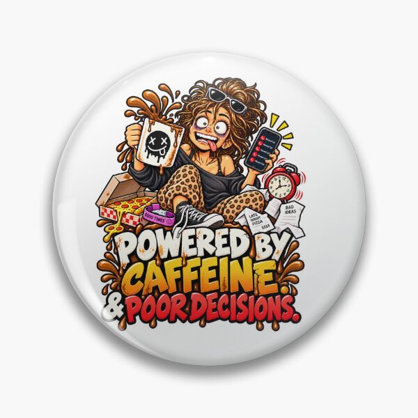 Item preview, Powered by Caffeine & Poor Decisions – Funny Coffee Cartoon designed and sold by BendyZebra09.