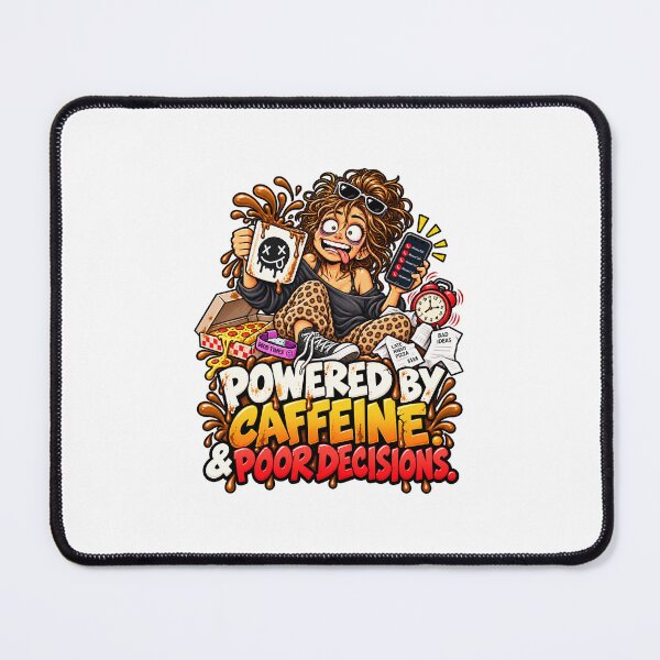Item preview, Powered by Caffeine & Poor Decisions – Funny Coffee Cartoon designed and sold by BendyZebra09.
