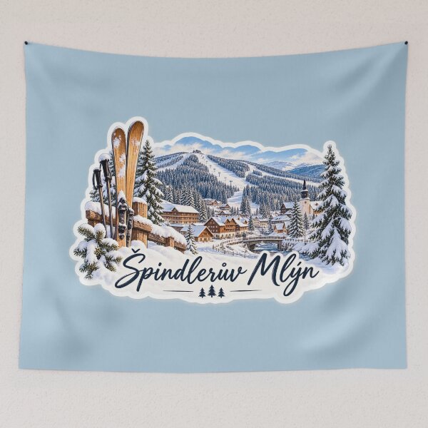 Item preview, Spindleruv Mlyn Czech Republic Winter Ski Resort Travel Art designed and sold by GusiaTreasures.