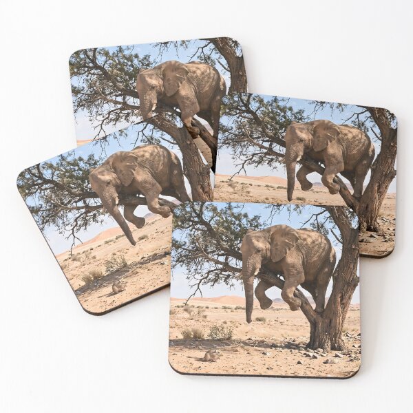 Item preview, The Scared Elephant - Funny Tree Climbing Safari Animal Art designed and sold by TeeBeeDesigns.