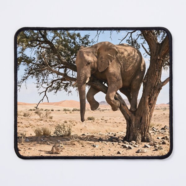 Item preview, The Scared Elephant - Funny Tree Climbing Safari Animal Art designed and sold by TeeBee1234.
