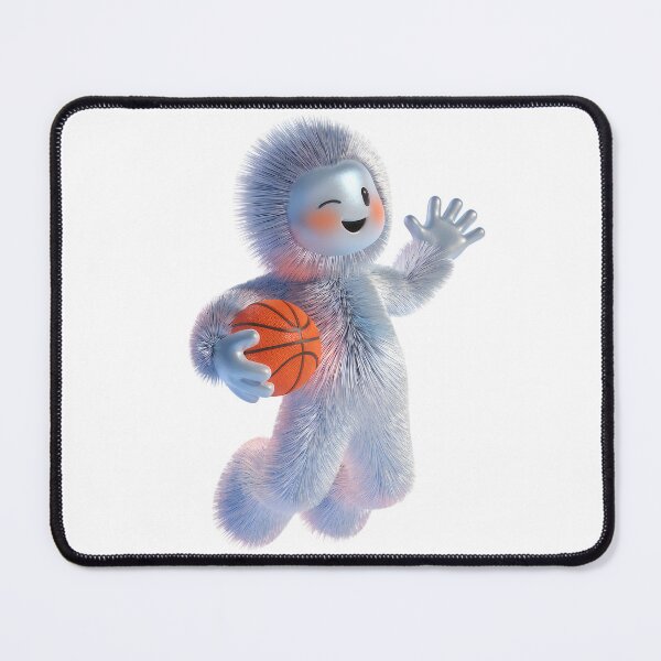 Item preview, Fluffy white yeti playing basketball holding orange ball designed and sold by Rostislav Bouda.