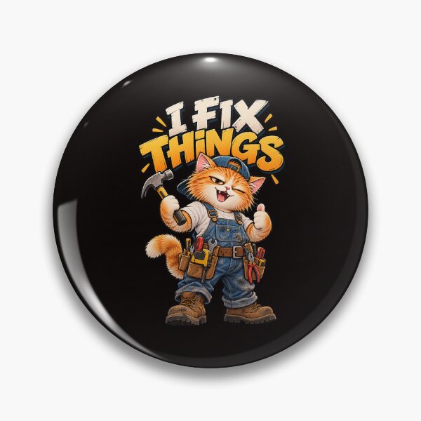 Item preview, I Fix Things - Cute Handyman Orange Cat   designed and sold by WeLoveCatss.