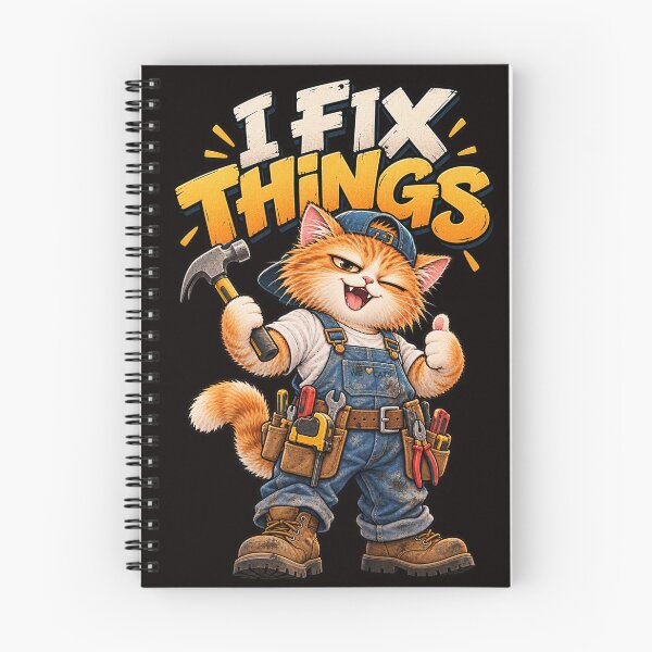 Item preview, I Fix Things - Cute Handyman Orange Cat   designed and sold by WeLoveCatss.