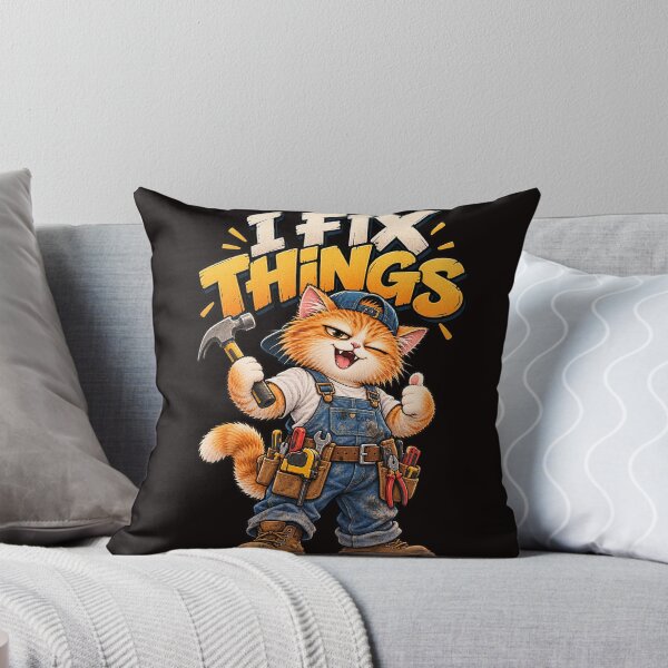Item preview, I Fix Things - Cute Handyman Orange Cat   designed and sold by WeLoveCatss.