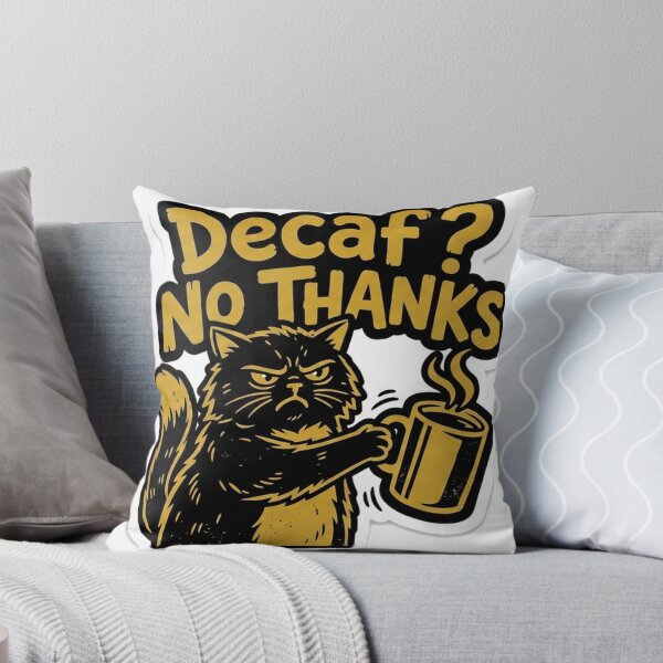 Item preview, Decaf No Thanks Cranky Cat designed and sold by OddLittleGoods.