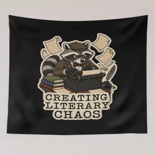 Item preview, Creating Literary Chaos Funny Raccoon Writer Typewriter designed and sold by PozivoPlus.