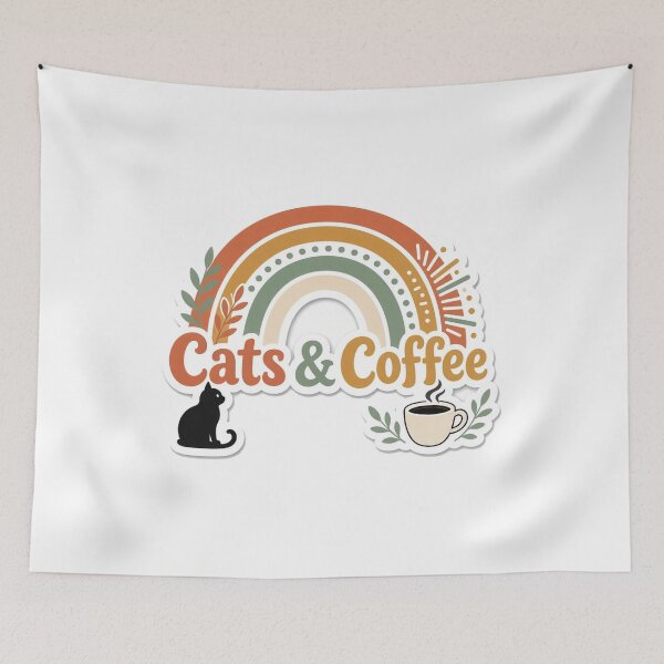 Item preview, Cats and Coffee Boho Rainbow designed and sold by OddLittleGoods.