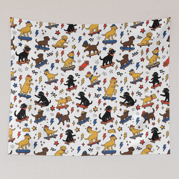 Item preview, Skater Dogs - Funny Pattern of Labradors on Skateboards Urban Style designed and sold by Goodthingstree.