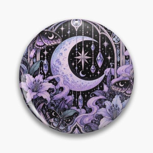 Item preview, Celestial Gothic Art Nouveau Moon Lilies and Moths designed and sold by ElysianWardrobeCo.