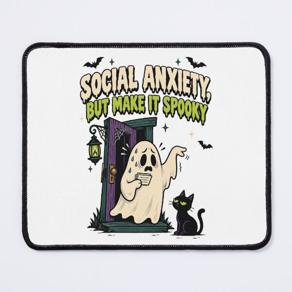 Item preview, Social Anxiety but Make It Spooky Funny Ghost Halloween Design. designed and sold by The-T-In-Retro.