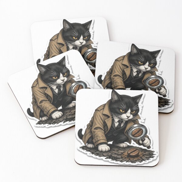 Item preview, Tuxedo Cat Noir Detective Coffee Bean designed and sold by OddLittleGoods.