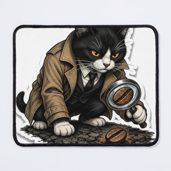 Item preview, Tuxedo Cat Noir Detective Coffee Bean designed and sold by OddLittleGoods.