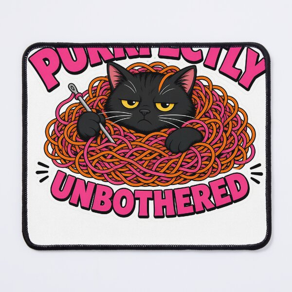 Item preview, Purrfectly Unbothered Grumpy Black Cat in Yarn designed and sold by GSideArtStore.