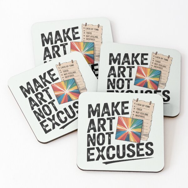 Item preview, Make Art, Not Excuses – Inspirational Artist Quote and Creative Motivation designed and sold by Jollys-ArtShop.