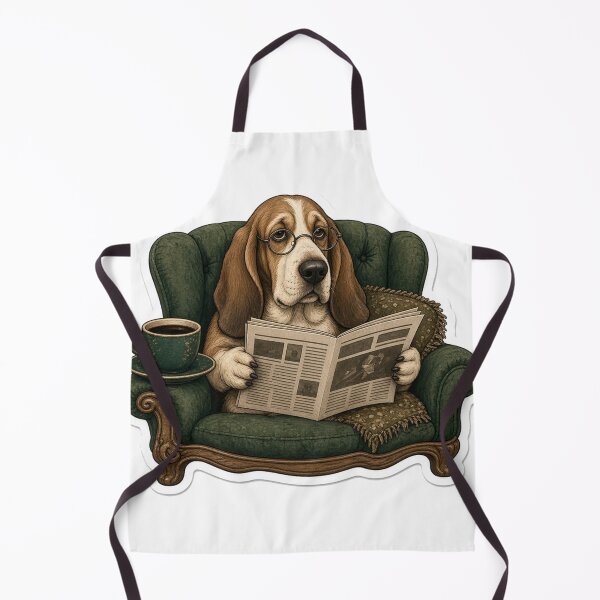 Item preview, Basset Hound Reading Newspaper Coffee designed and sold by OddLittleGoods.