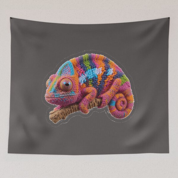 Item preview, Magical Rainbow Wool Embroidery Chameleon Sticker designed and sold by MargaretPolanco.