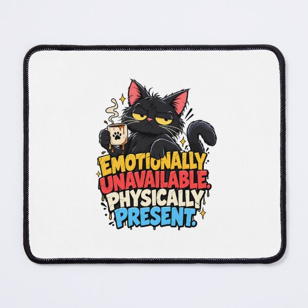 Item preview, Emotionally Unavailable, Physically Present – Grumpy Black Cat designed and sold by BendyZebra09.