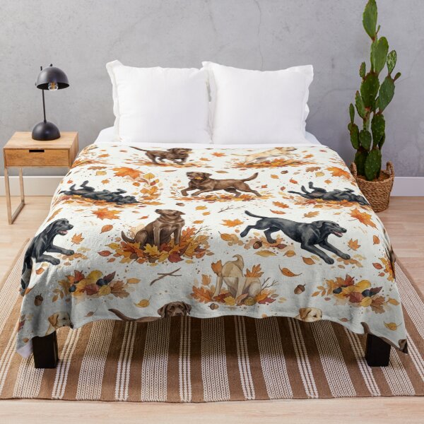 Item preview, Labradors in Autumn - Funny Pattern of Dogs Playing with Dry Leaves in Watercolor designed and sold by Goodthingstree.